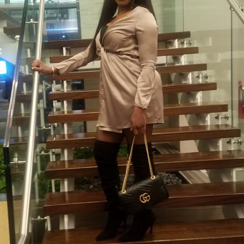 Tan Silk/Satin Dress